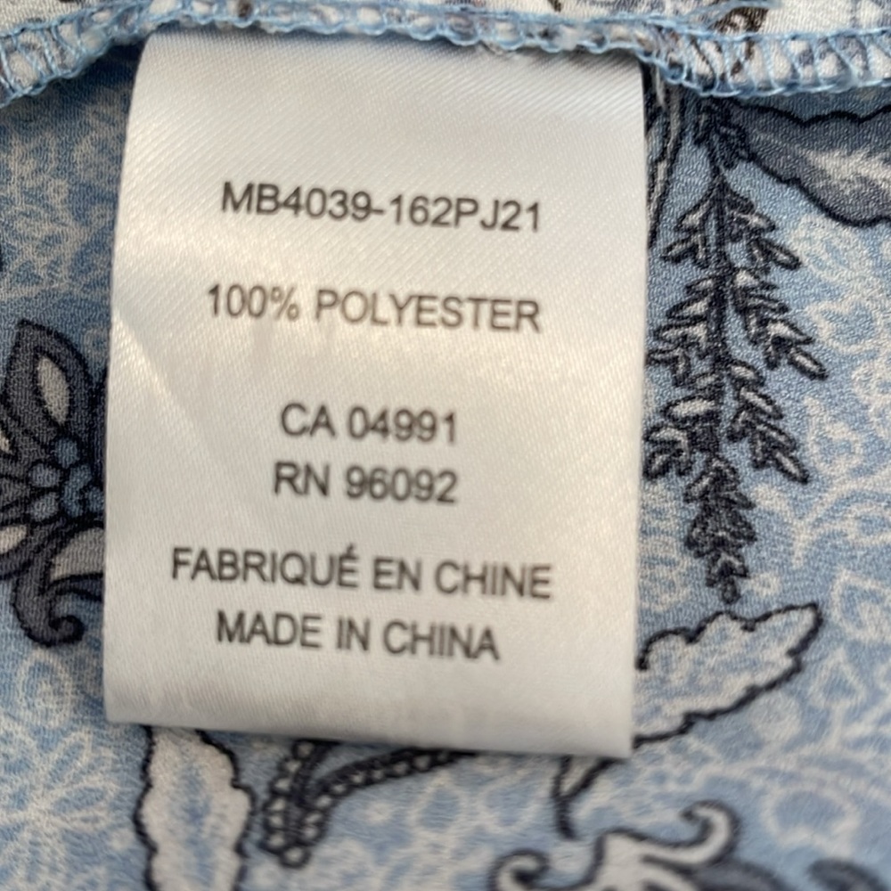 Light Blue Floral Sleeveless Blouse Size S - Picture 3 of 4